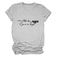 Detail of grey cotton T-shirt featuring every little thing text and bird print - Light Grey (Black Text)