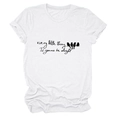 Close-up of bird graphic and 'every little thing' motivational print on white cotton T-shirt - White (Black Text)