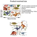 Size chart for dinosaur wall stickers with detailed dimensions of two 30x90cm sheets - MS7501-NW (30x90cm x 2 Sheets)