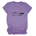 Close-up of purple crewneck T-shirt featuring inspirational birds and text print - Purple (Black Text)