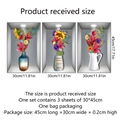 Driedelige muursticker set met bloemenvazen, zonnebloemen en lelies, elk 30x45 cm - Bloemenvaas (ATW051-YW)