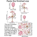 Detailed view of pink carousel wall stickers with precise size measurements and dimensions - Pink Carousel Hot Air Balloon Set (MS3096-YL)