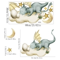 Sticker mural dragon et lune aquarelle pour chambre d'enfant, format 60x30cm - 30*60cm