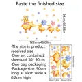 Size chart for cute duck flower wall stickers showing 122x94cm display and sheet dimensions - MS3095-YL (30*90cm*2pcs)