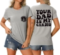Vues avant et arrière du t-shirt gris imprimé avec short en jean pour femmes - Gris Clair (Graphique Noir)