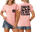 Détail du t-shirt rose à col rond avec impression Your Dad Is My Cardio en noir - Rose (Graphique Noir)