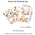 Lot de 4 stickers muraux bohème arc-en-ciel et cœurs 30x20cm pour déco chambre d'enfant - Style Arc-en-ciel Boho (MS7012-KC)
