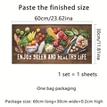 Detalle macro del vinilo cocina Enjoy Healthy Life con patrones de verduras 60x30cm - 30x60cm (1 Hoja)