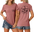 Pink t-shirt detail showing Unbreakable Bonds and Sisters Trip graphic on soft fabric - S / Rose Gold (Black Font)