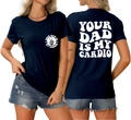 Vue détaillée avant et arrière du t-shirt en coton bleu marine avec imprimé graphique - Bleu Marine (Graphique Blanc)