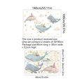 Stickers muraux baleine et créatures marines pour chambre d'enfant 140x100cm - Style de Baleine et Nuages Dessinés à la Main (MS6310-ZY) / 30x90cm x 2 Feuilles