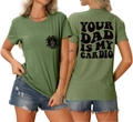 T-shirt vert armée avec impression artistique noire 'YOUR DAD IS MY CARDIO' recto et verso - Vert Olive (Graphique Noir)
