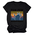 Détail du t-shirt noir avec graphique de chat bleu et imprimé Pew Pew Madafakas - Noir