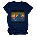 Détail du t-shirt bleu marine avec imprimé chat de dessin animé Pew Pew Madafakas - Bleu Marine