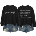 Black crewneck sweatshirt with inspiring quote and distressed blue denim shorts - S / Black (White Font)