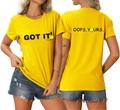 Vorder- und Rückseite eines gelben Pickleball-T-Shirts mit Got It und Oops Yours Aufdruck - S / Oberteile / Gelb