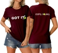 Vorder- und Rückseite des burgunderroten Baumwoll-T-Shirts mit Tennis-Grafik-Print - S / Oberteile / Weinrot (Weiße Grafik)