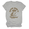 Detail of grey crewneck tee featuring vintage owl print and retro lettering texture - S / Light Gray