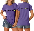 Vorder- und Rückansicht des lila T-Shirts mit sportlichem 'Got It' und 'Oops' Aufdruck - S / Oberteile / Lila (Schwarzer Druck)