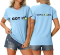 Vorder- und Rückseite des hellblauen Rundhals-T-Shirts mit Tennis-Slogan-Grafiken - S / Oberteile / Hellblau