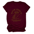 Detail of maroon crewneck T-shirt featuring retro owl graphic and soft cotton texture - Burgundy