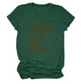 Detail of dark green t-shirt showing cotton blend texture and retro owl graphic print - Vintage Green