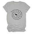Close-up of crew neck t-shirt with black bird silhouette and lyrics print on grey marl - Light Gray (Black Font)