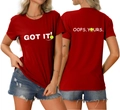 Detaillierte Vorder- und Rückansicht des roten Pickleball T-Shirts mit Slogans - S / Oberteile / Rot