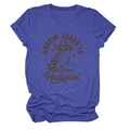 Detail of Heather Blue t-shirt with retro owl graphic and Hootin' Leads text print - Vintage Blue