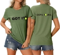 Vorder- und Rückansicht eines dunkelgrünen T-Shirts mit Got It und Oops Yours Pickleball-Prints - S / Oberteile / Olivgrün