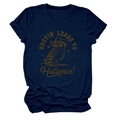 Close-up of navy blue cotton T-shirt featuring vintage hootin owl graphic print - Navy Blue