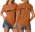Vorder- und Rückansicht des Baumwoll-T-Shirts mit GOT IT und OOPS YOURS Aufdrucken - S / Oberteile / Gebranntes Orange