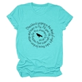 Detail of turquoise cotton t-shirt featuring black bird silhouette and lyric print - Deep Water Blue (Black Font)