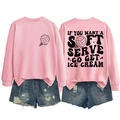 Pink soft serve volleyball graphic sweatshirt with slogan print and denim shorts - Pink (Black Letters)