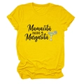 Détail du t-shirt jaune en coton avec imprimé Mamacita Needs a Margarita et manches retroussées - S / Jaune (Texte Noir)
