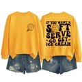 Flat lay of yellow cotton sweatshirt with graphic print and ripped denim shorts - Yellow (Black Letters)