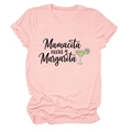 T-shirt rose col rond avec imprimé Mamacita Needs a Margarita et motif cocktail - S / Rose (Texte Noir)