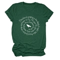 Close-up of deep green cotton t-shirt with white singing bird graphic and lyric print - Retro Green (White Font)