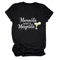 Détail de l'imprimé Mamacita Needs a Margarita sur un t-shirt en coton noir - S / Noir (Texte Blanc)