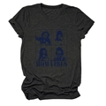 Détail de l'imprimé Mom Vibes sur t-shirt gris foncé à col rond avec portraits - S / Gris Chiné Noir