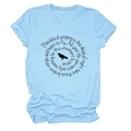 Detailed view of light blue crew neck T-shirt with bird silhouette and lyrics print - Light Blue (Black Font)