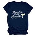 Détail du t-shirt bleu marine en coton avec imprimé blanc Mamacita Needs a Margarita - S / Bleu Marine (Texte Blanc)