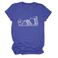 T-shirt d'été pour femmes bleu chiné à manches courtes avec motif 'Too many books' - Bleu Rétro (Texte Blanc)