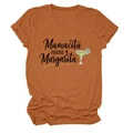 Détail des manches retroussées et de l'imprimé sur le t-shirt orange rouille - S / Orange Brûlé (Texte Noir)