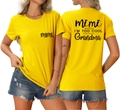 Detail of yellow cotton T-shirt featuring Mimi BECAUSE I'M TOO COOL back print design - Yellow (Black Font)