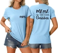 Detail of light blue T-shirt featuring 'mimi BECAUSE I'M TOO COOL' print on front and back - Light Blue (Black Font)