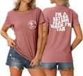 Détails avant et arrière du t-shirt mauve avec imprimé palmier et slogan - Or Rose (Police Blanche)