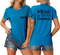 Detail view of royal blue T-shirt featuring 'mimi' letters on front and back print - Lake Blue (Black Font)