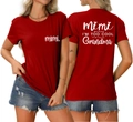 Front and back detail of red cotton T-shirt with white Mimi letters print - Red (White Font)