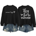 Detailed back and front print of black Mimi sweatshirt with casual denim shorts set - Black (White Letters)